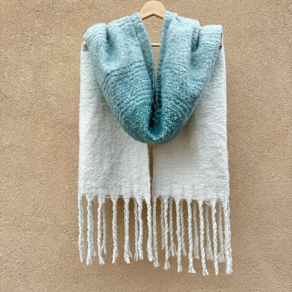 Mer|Sea & Co. Teal Ombré Fringe Cozy Oversized Scarf Wrap - Picture 5 of 7